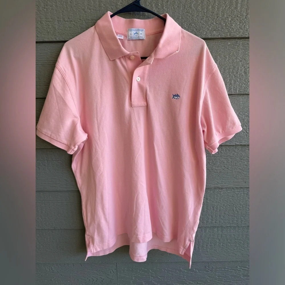 Southern Tide Shirt Mens Large Pink Skipjack Polo Short Sleeve Cotton